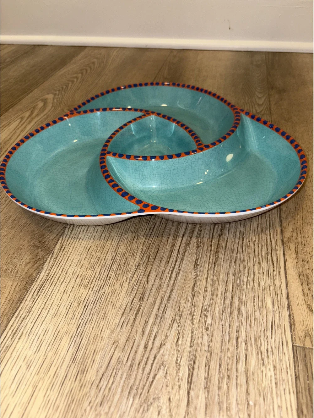 Chip & Dip Serving Tray in Blue and Red